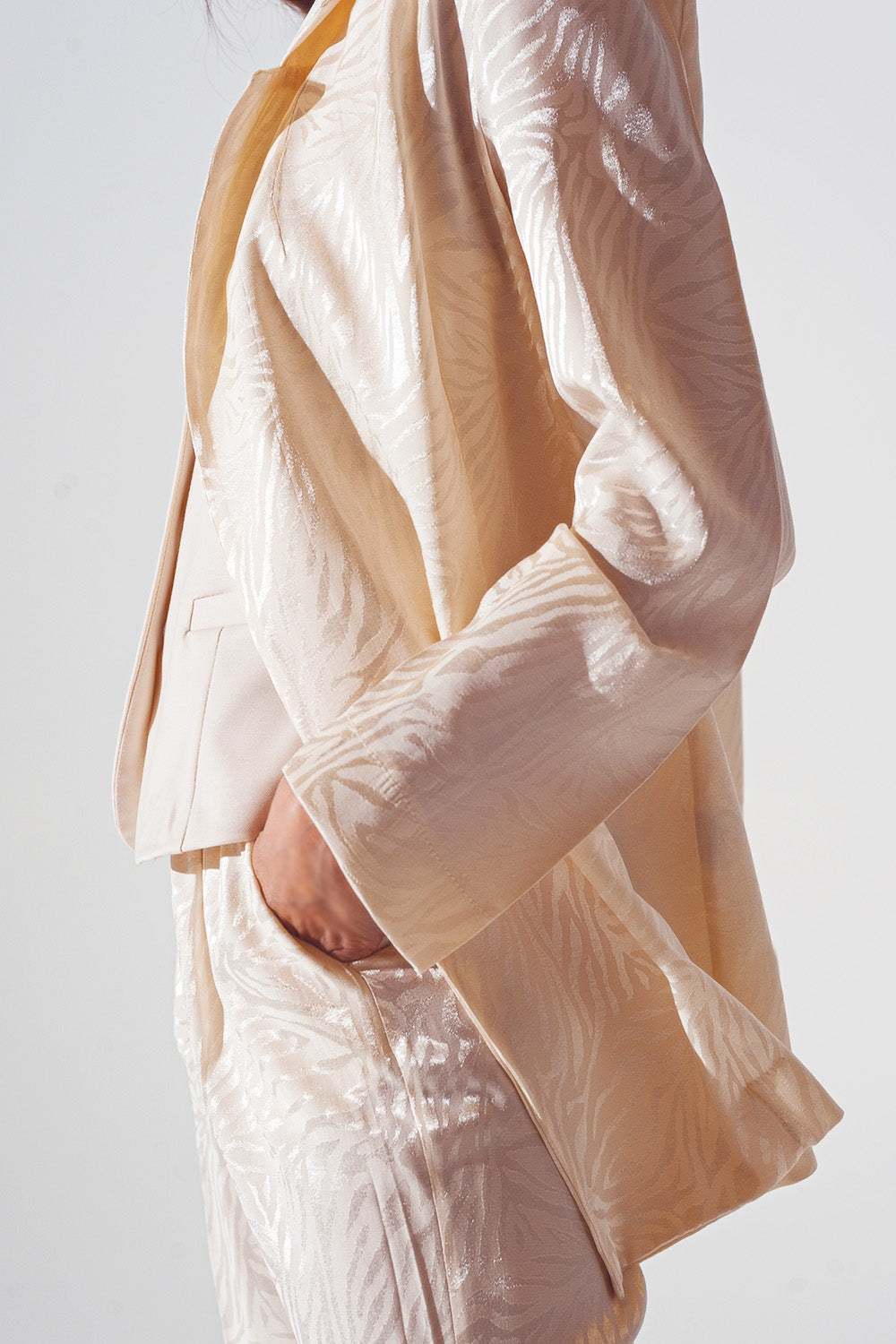 Blazer oversize con stampa zebrata in bianco