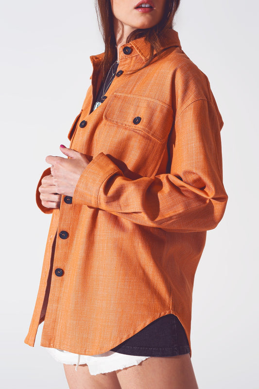Q2 Camicia giacca con maniche lunghe arancio