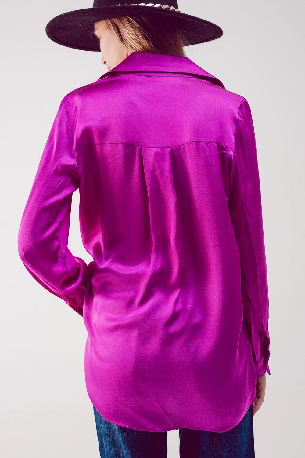 Camicia in raso fucsia