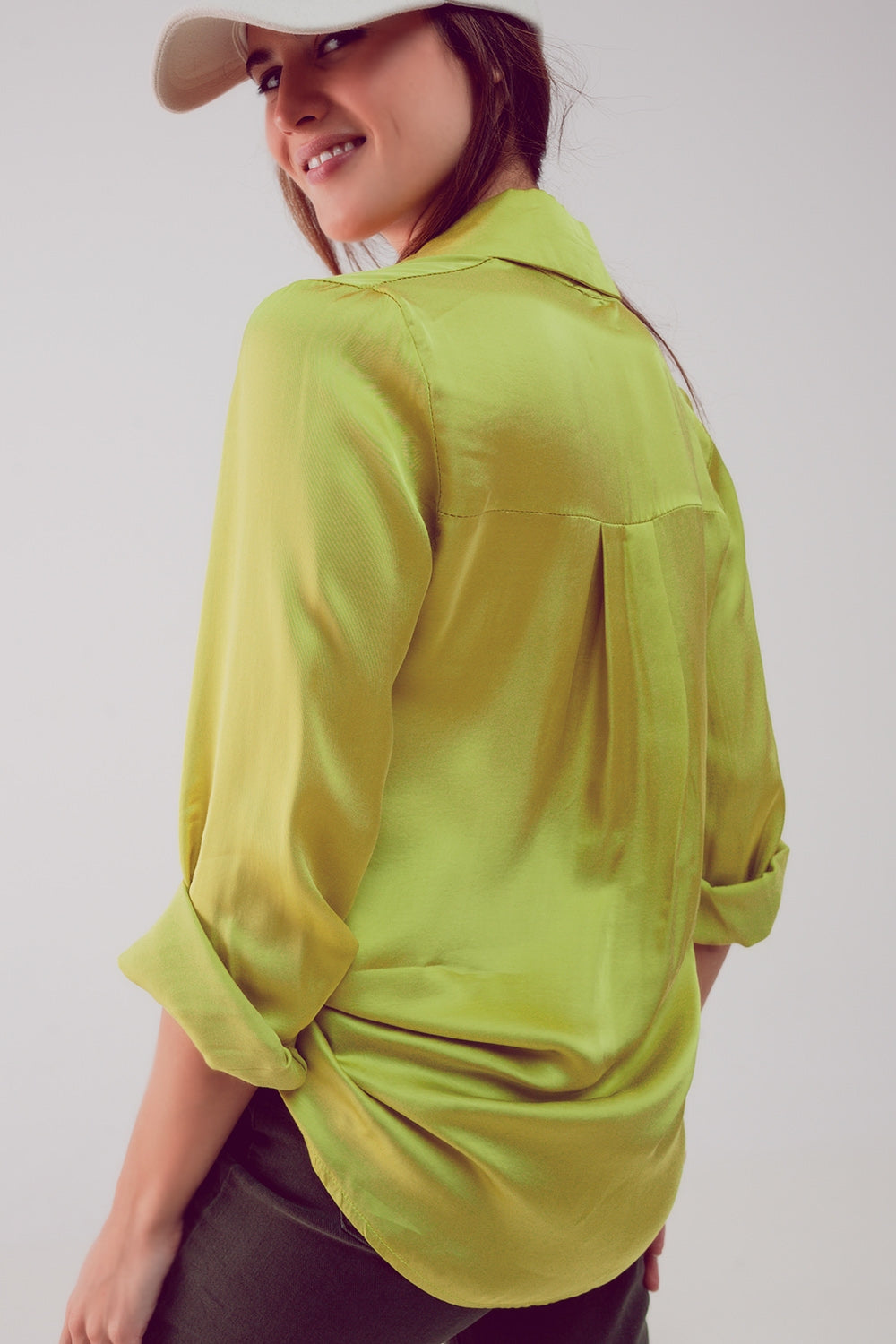 Camicia in raso lime