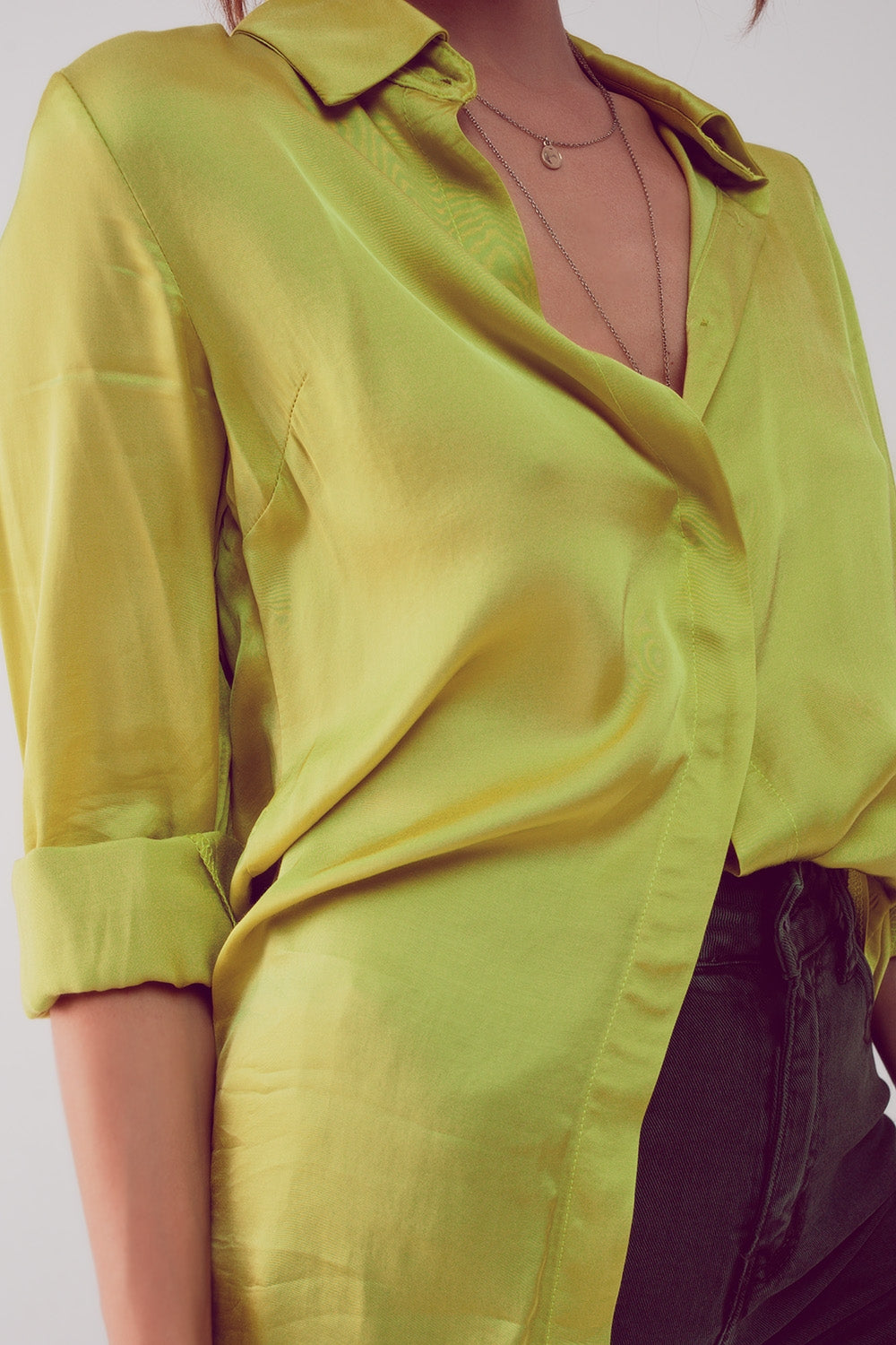 Camicia in raso lime