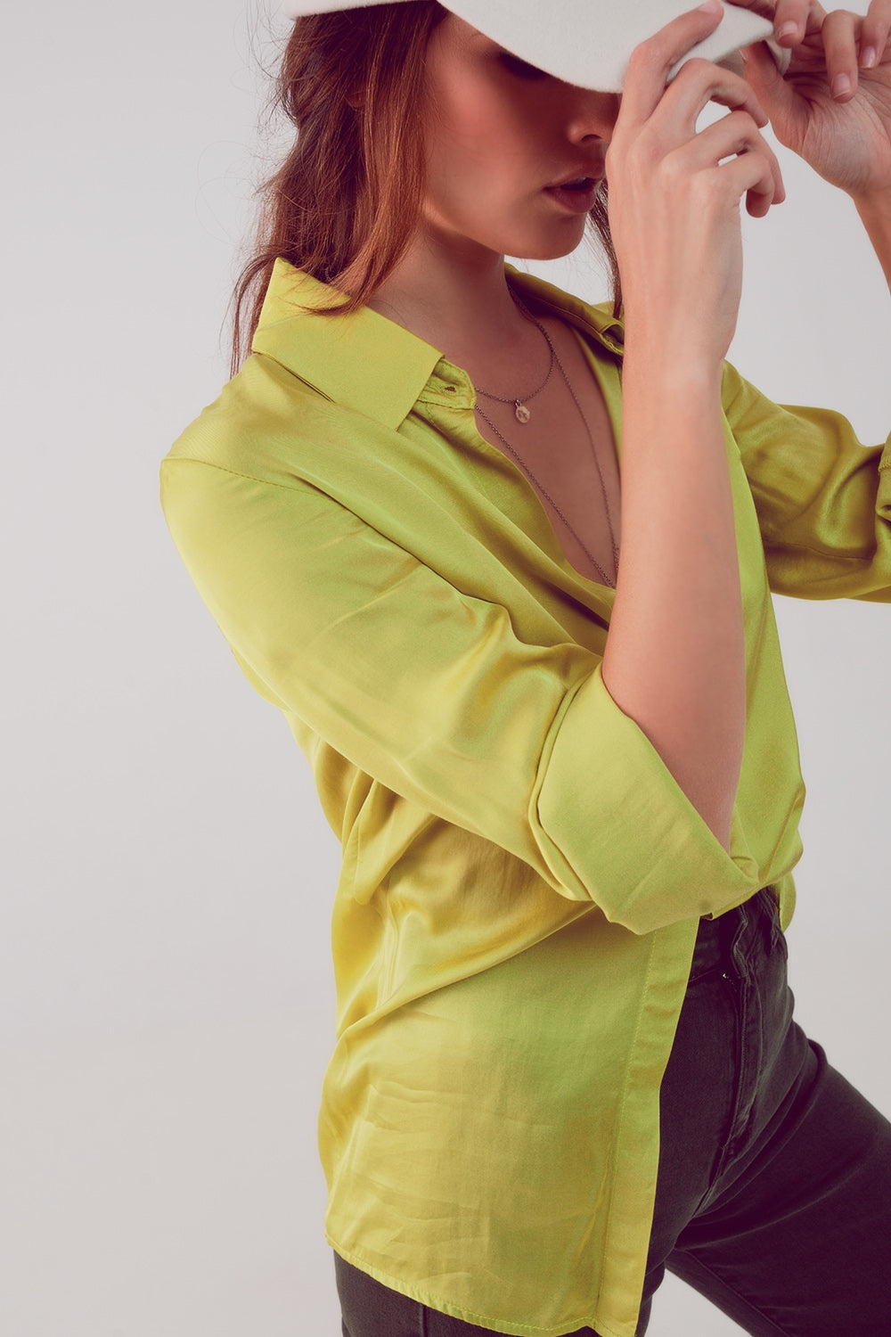 Camicia in raso lime