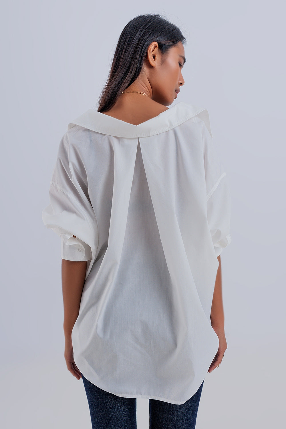 Camicia poplin oversize comoda color crema