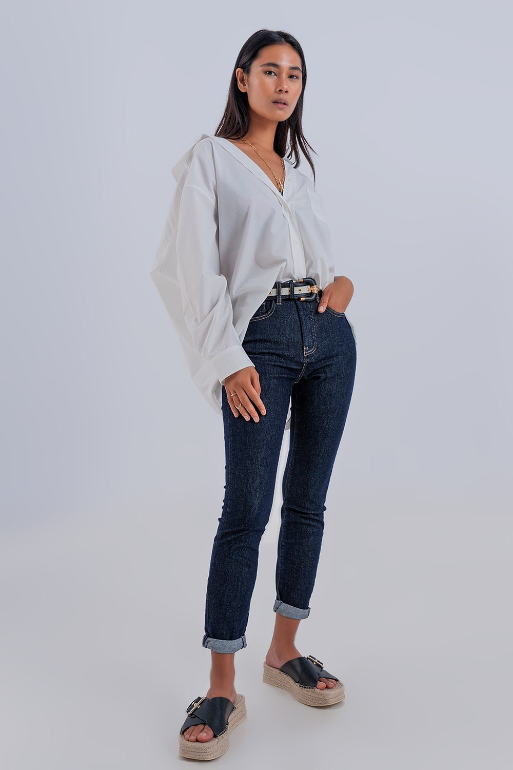 Camicia poplin oversize comoda color crema