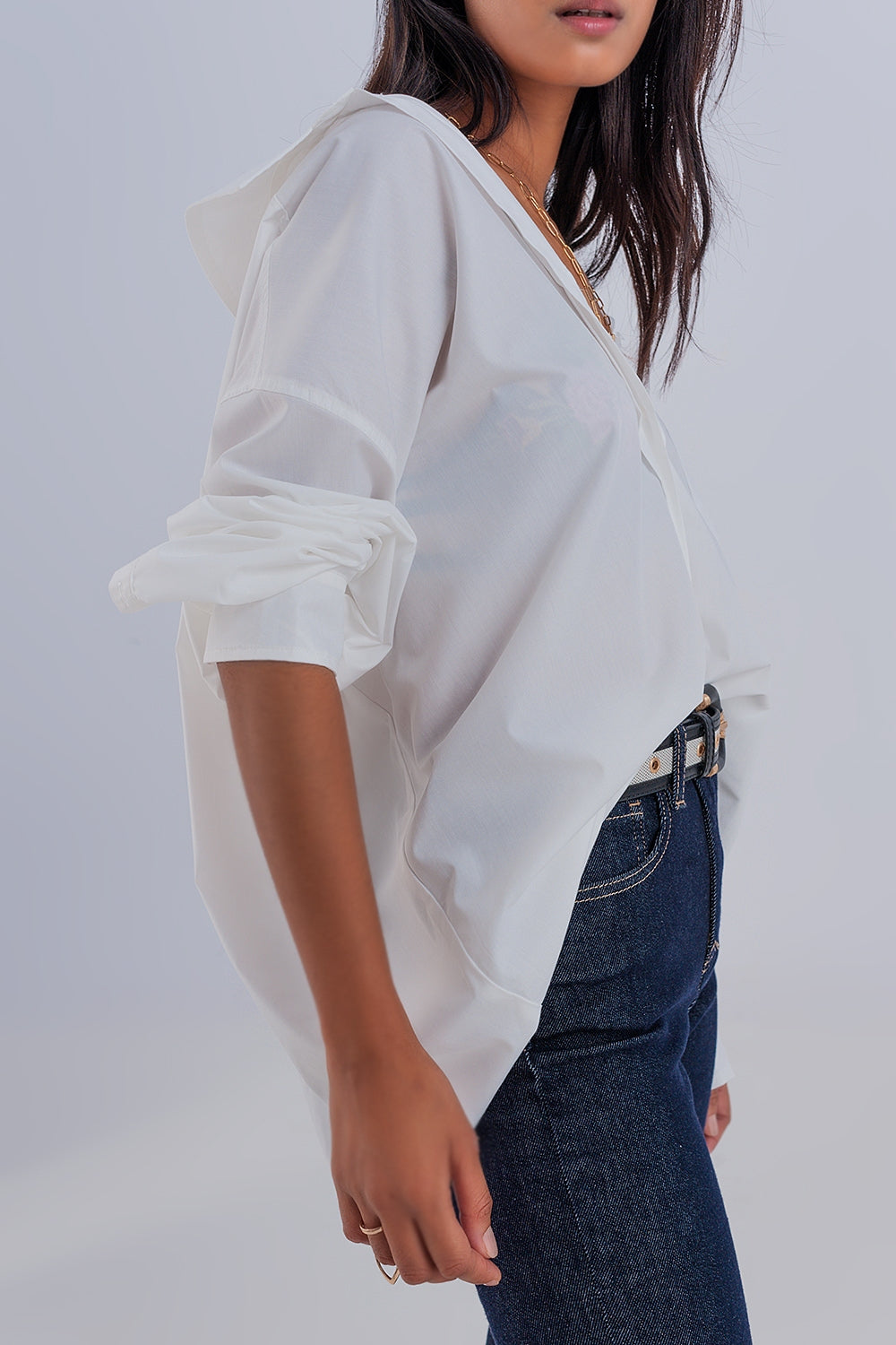 Camicia poplin oversize comoda color crema