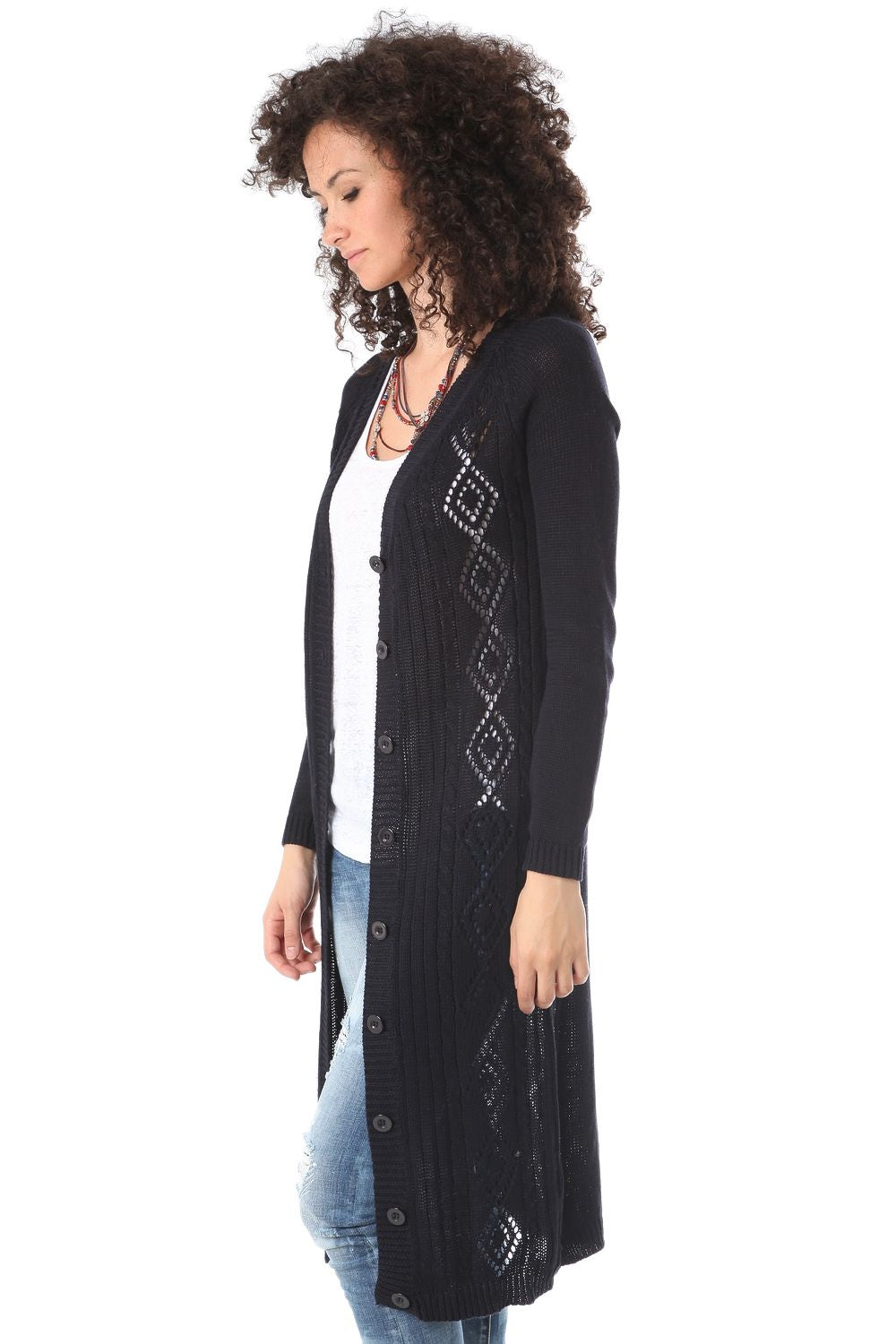 Q2 Cappoto lungo en crochet blu scuro