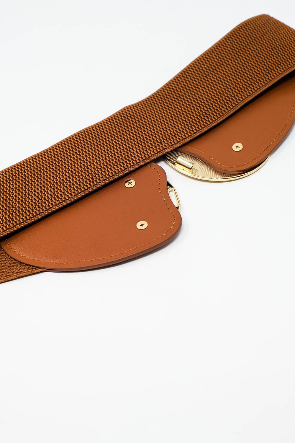 Cintura elastica marrone con doppia