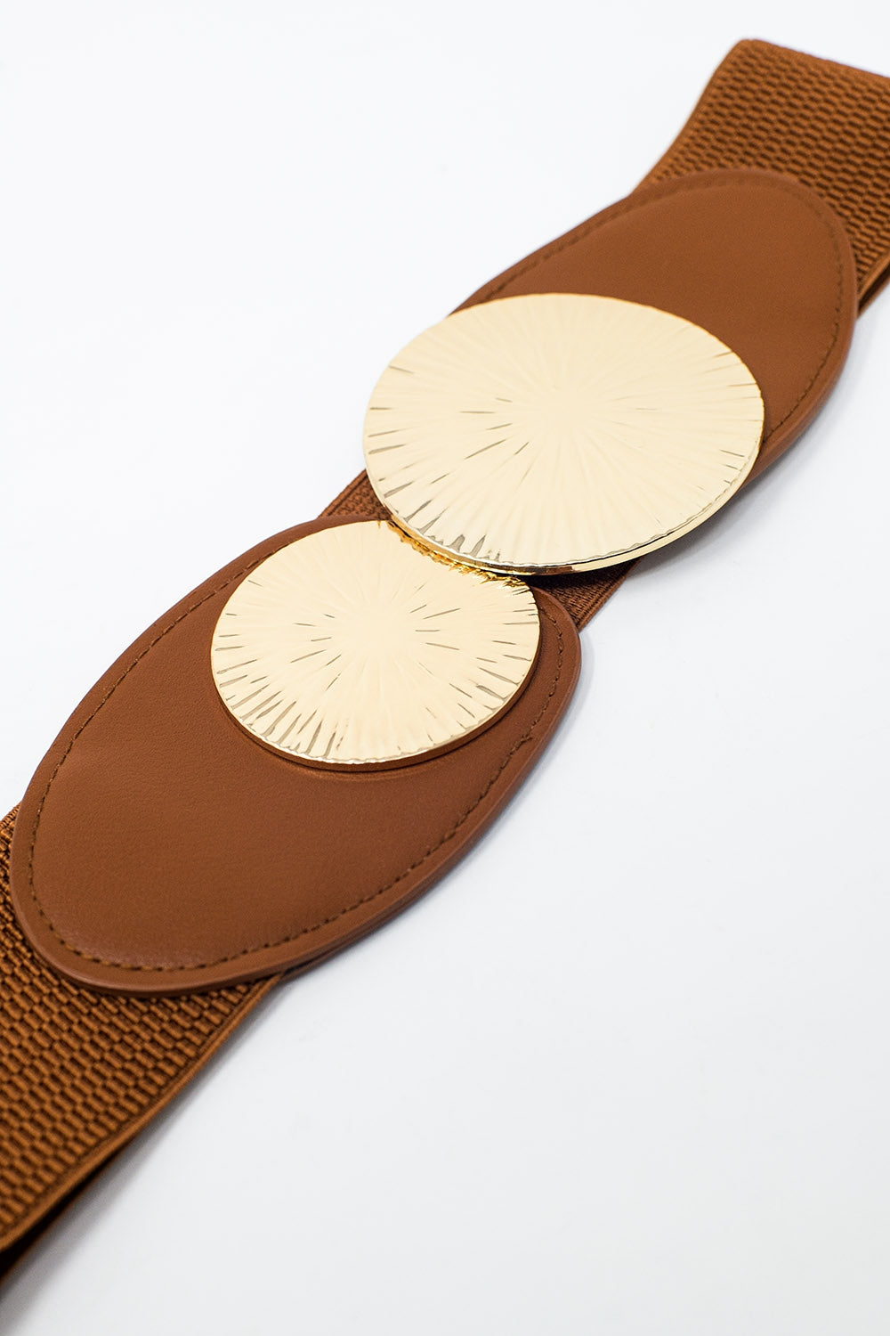 Cintura elastica marrone con doppia