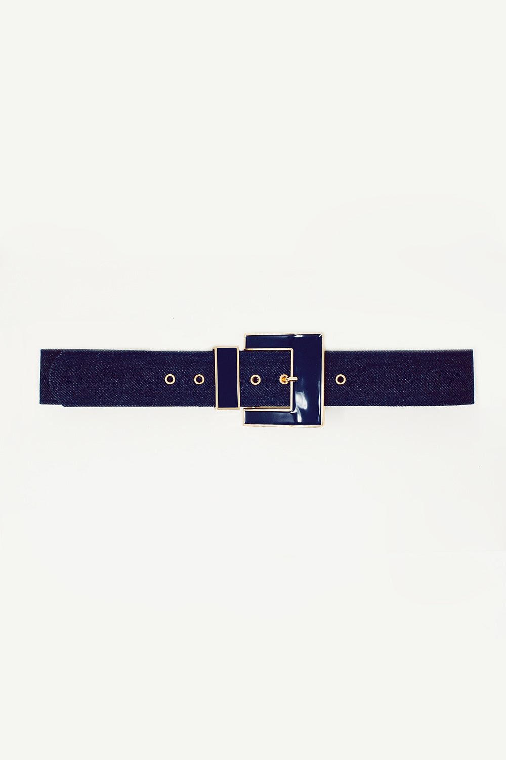 cintura fibbia quadrata colore denim scuro