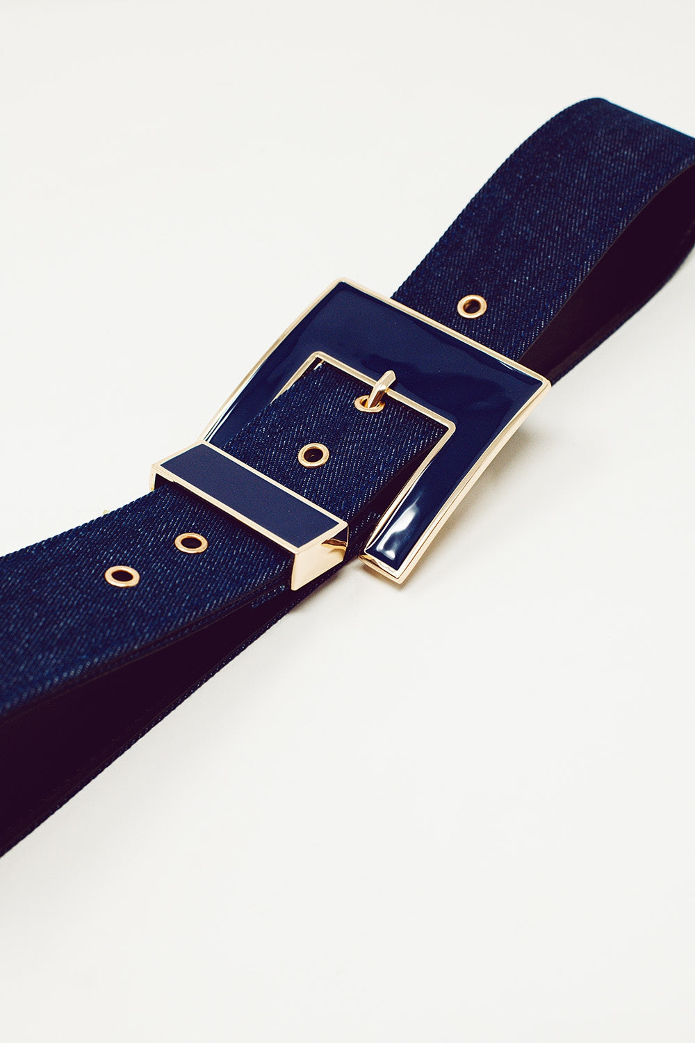 cintura fibbia quadrata colore denim scuro