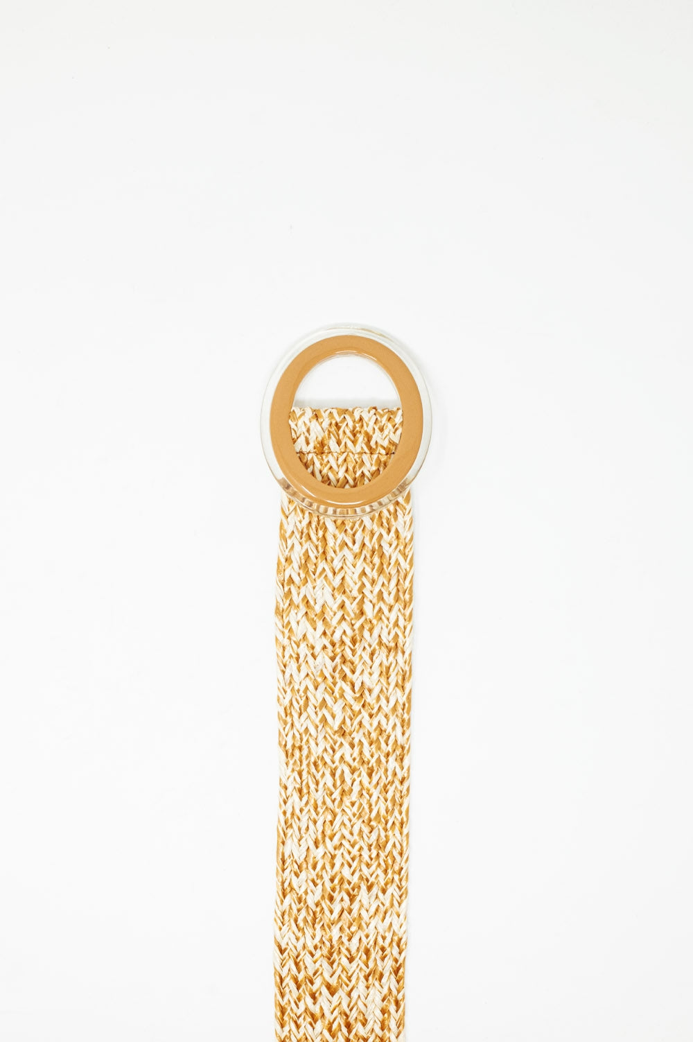 Cintura intrecciata con fibbia rotonda in beige