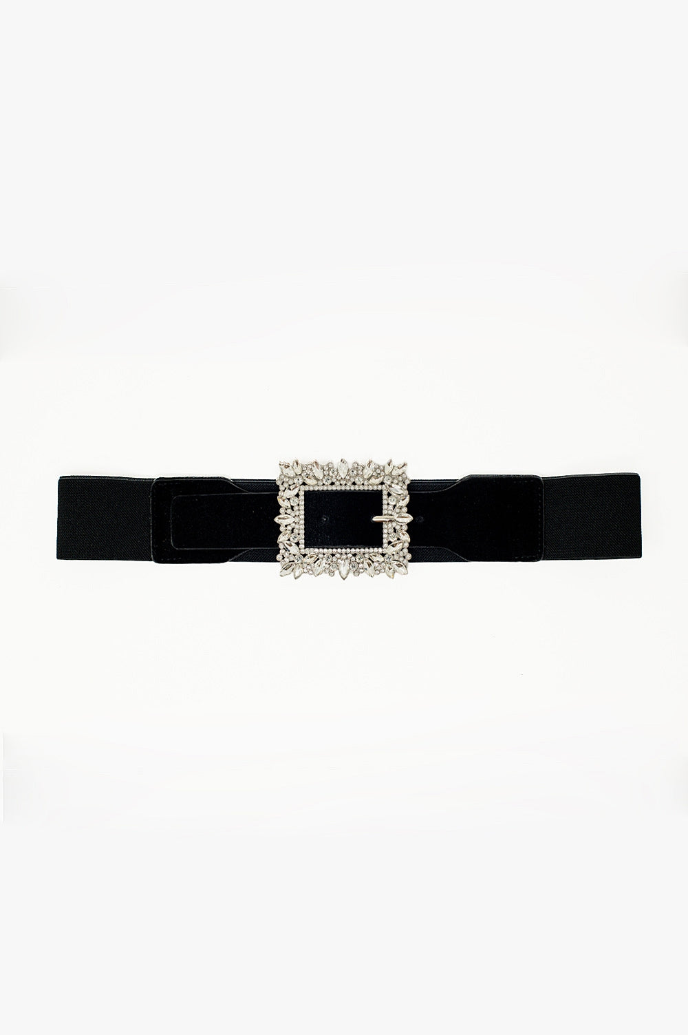 Q2 Cintura nera con strass ed elastico regolabile
