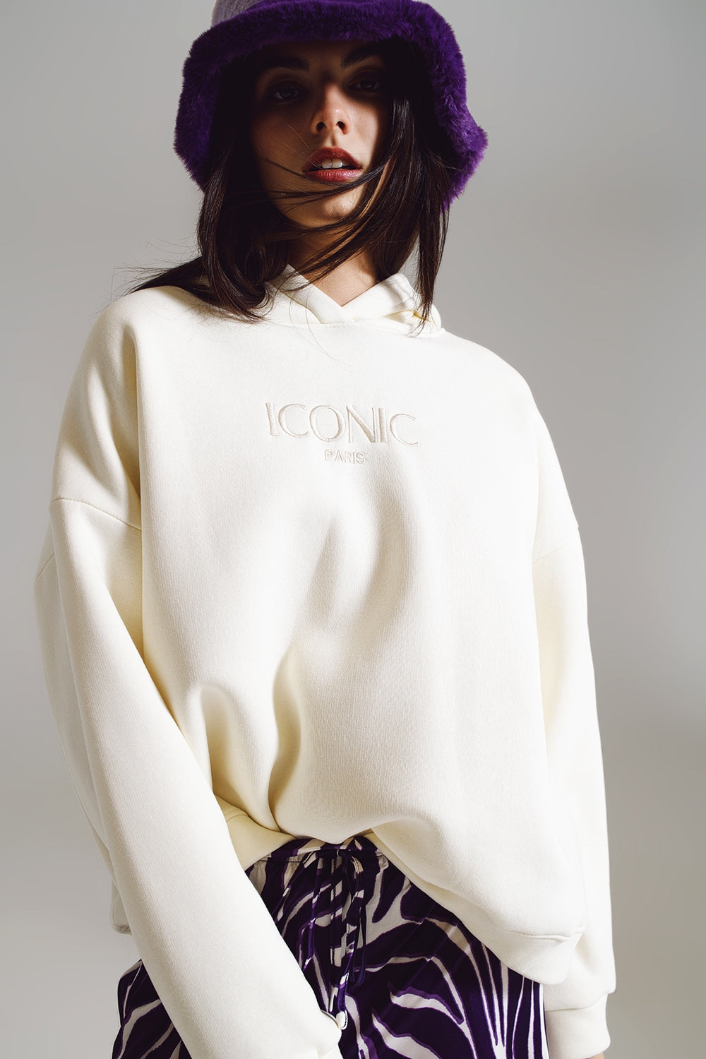 Felpa con cappuccio oversize iconica in bianco