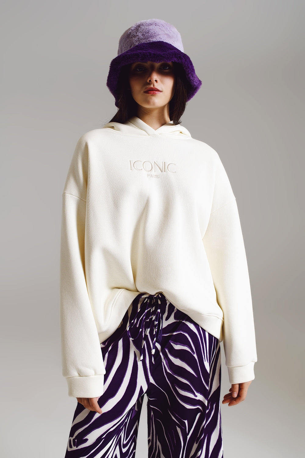 Felpa con cappuccio oversize iconica in bianco