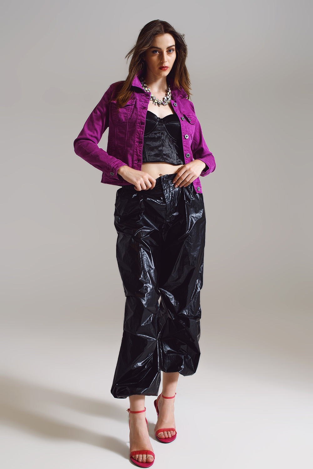 Giubbotto di jeans slim in fucsia