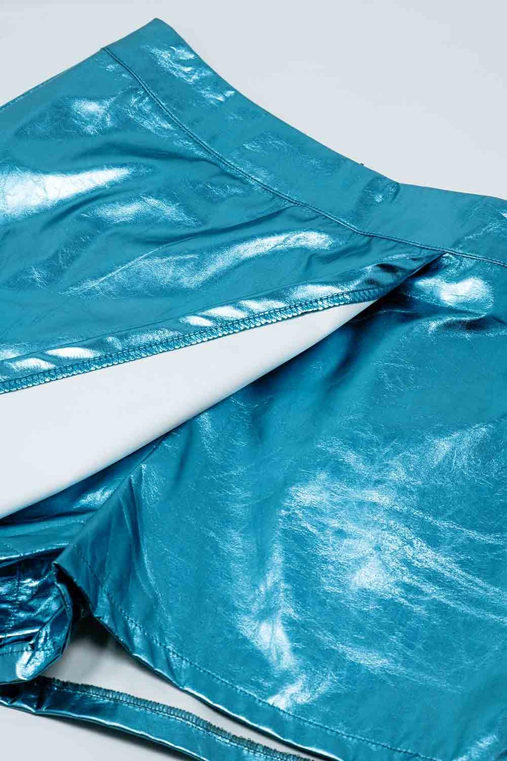Gonna metallica con fascia anteriore blu