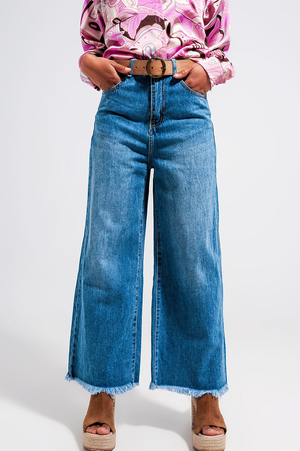 Jeans a zampa comodi lavaggio medio