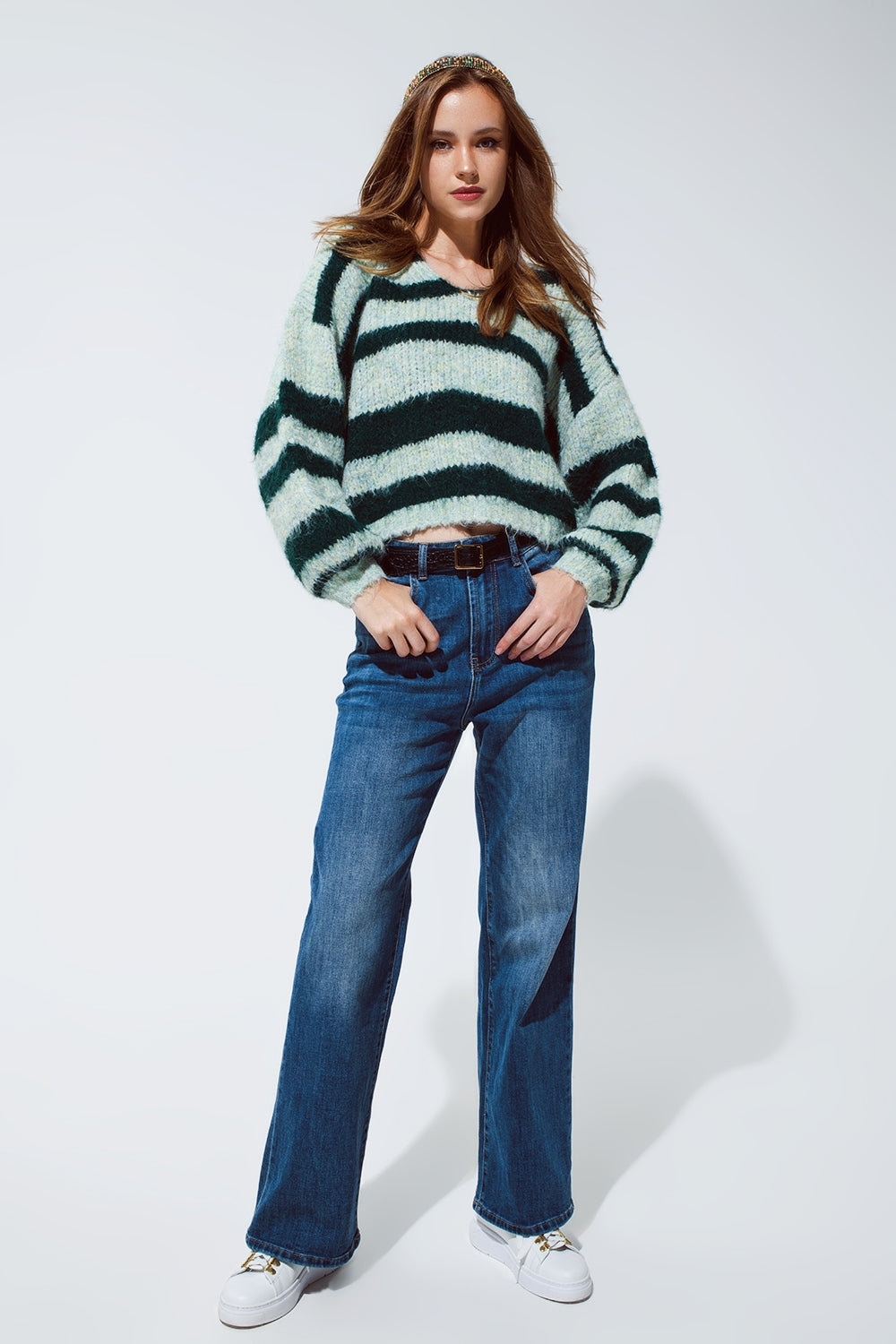 Jeans basic a gamba super dritta con lavaggio medio