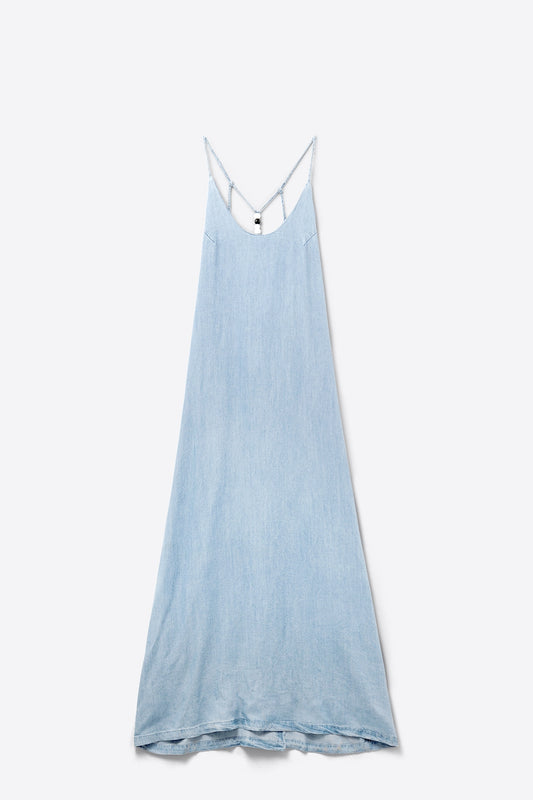 Q2 Abito in denim Tencel leggero con spalline di perline