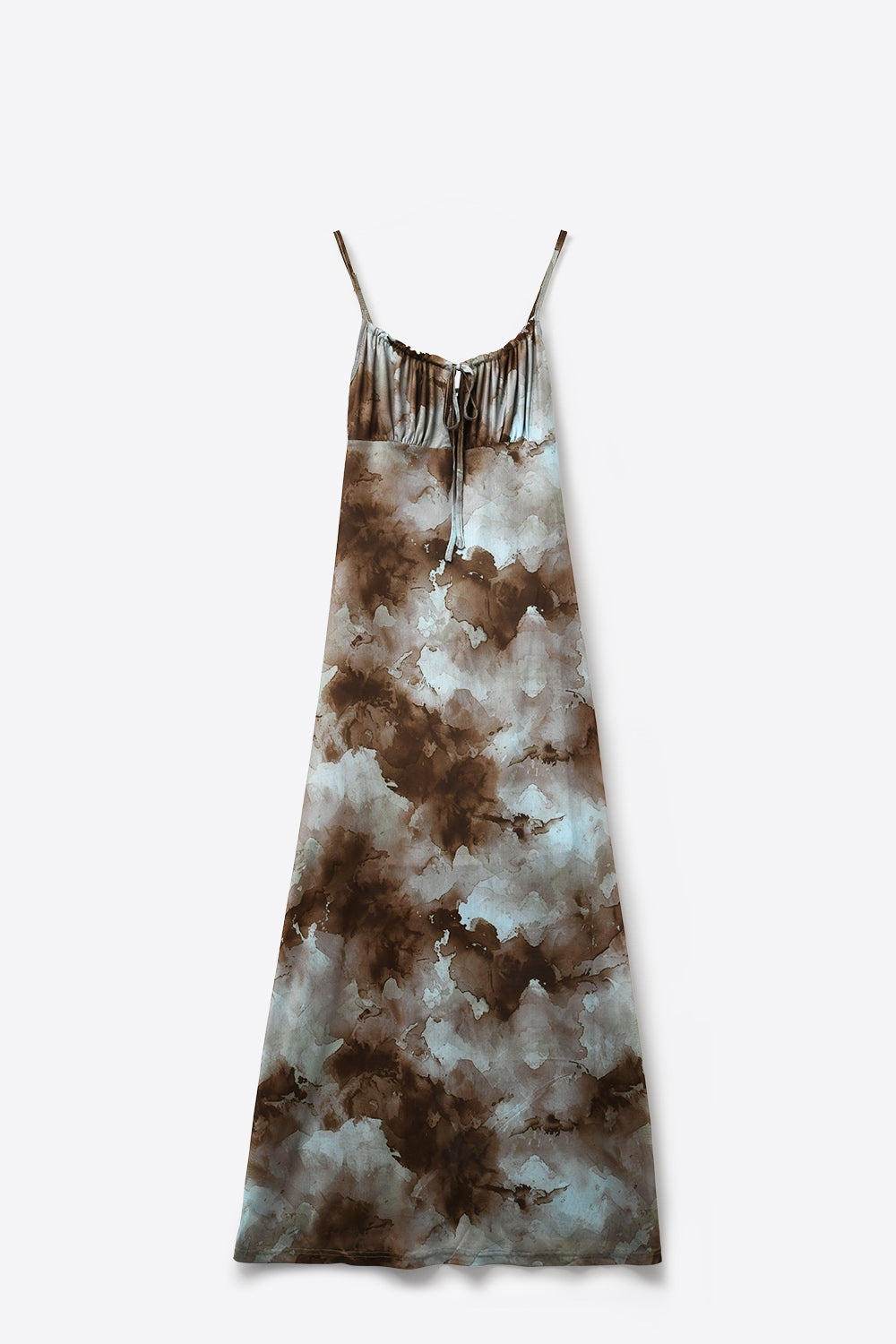 Abito lungo a sottoveste tie-dye blu con spalline regolabili