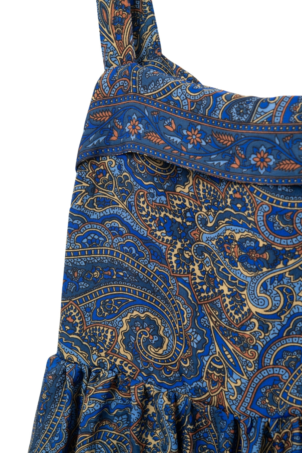 Abito midi blu senza maniche con stampa astratta