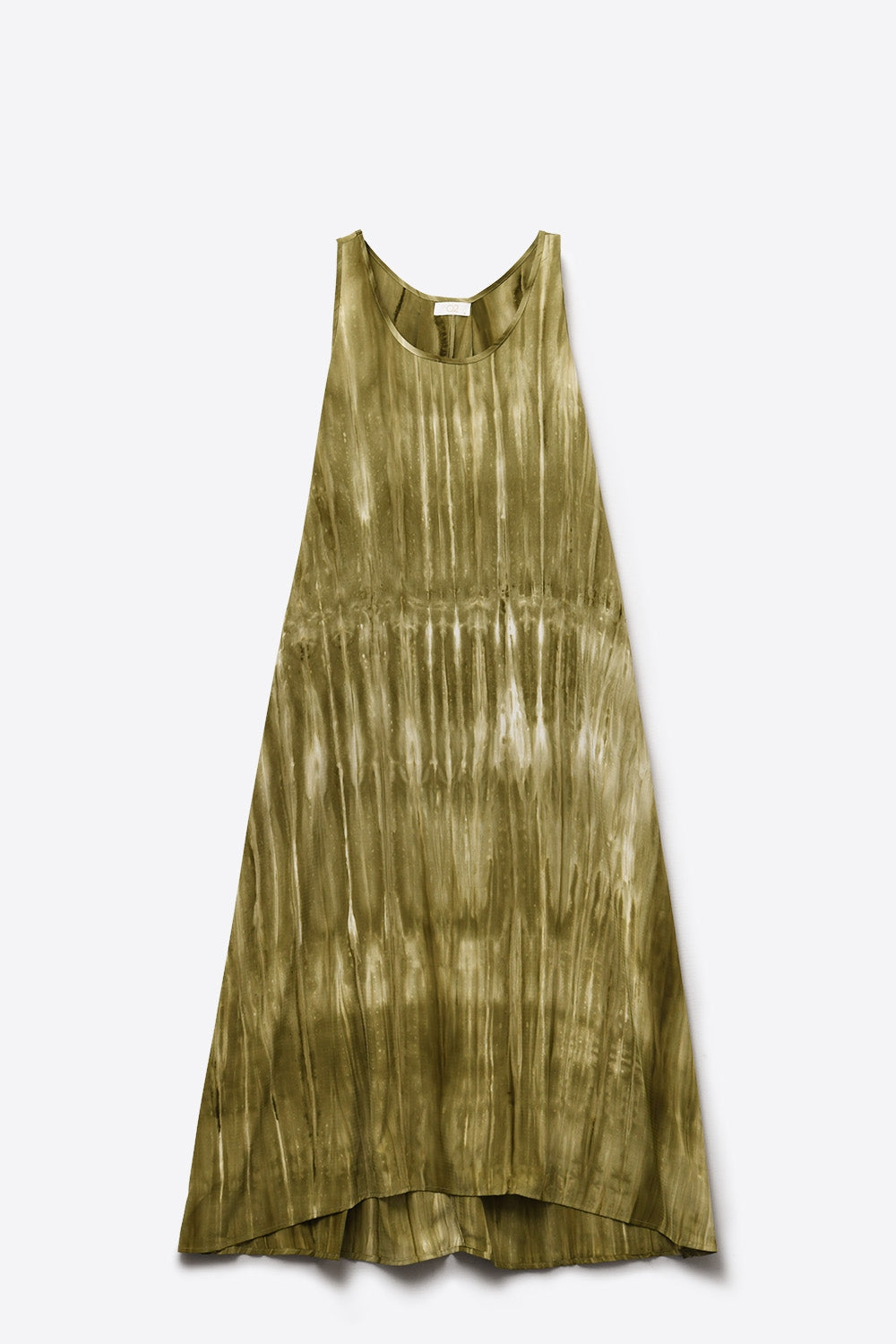 Abito rilassato Boho in Kakhi Green Tie Dye in tessuto di alta qualità