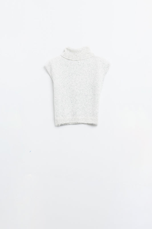 Q2 Accogliente maglione dolcevita senza maniche in grigio