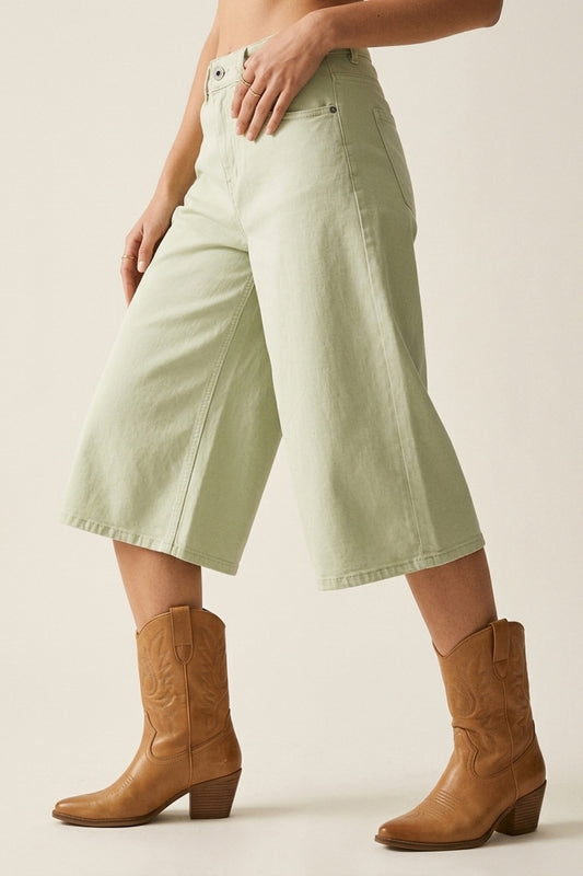 Q2 Bermuda in denim elasticizzato verde menta
