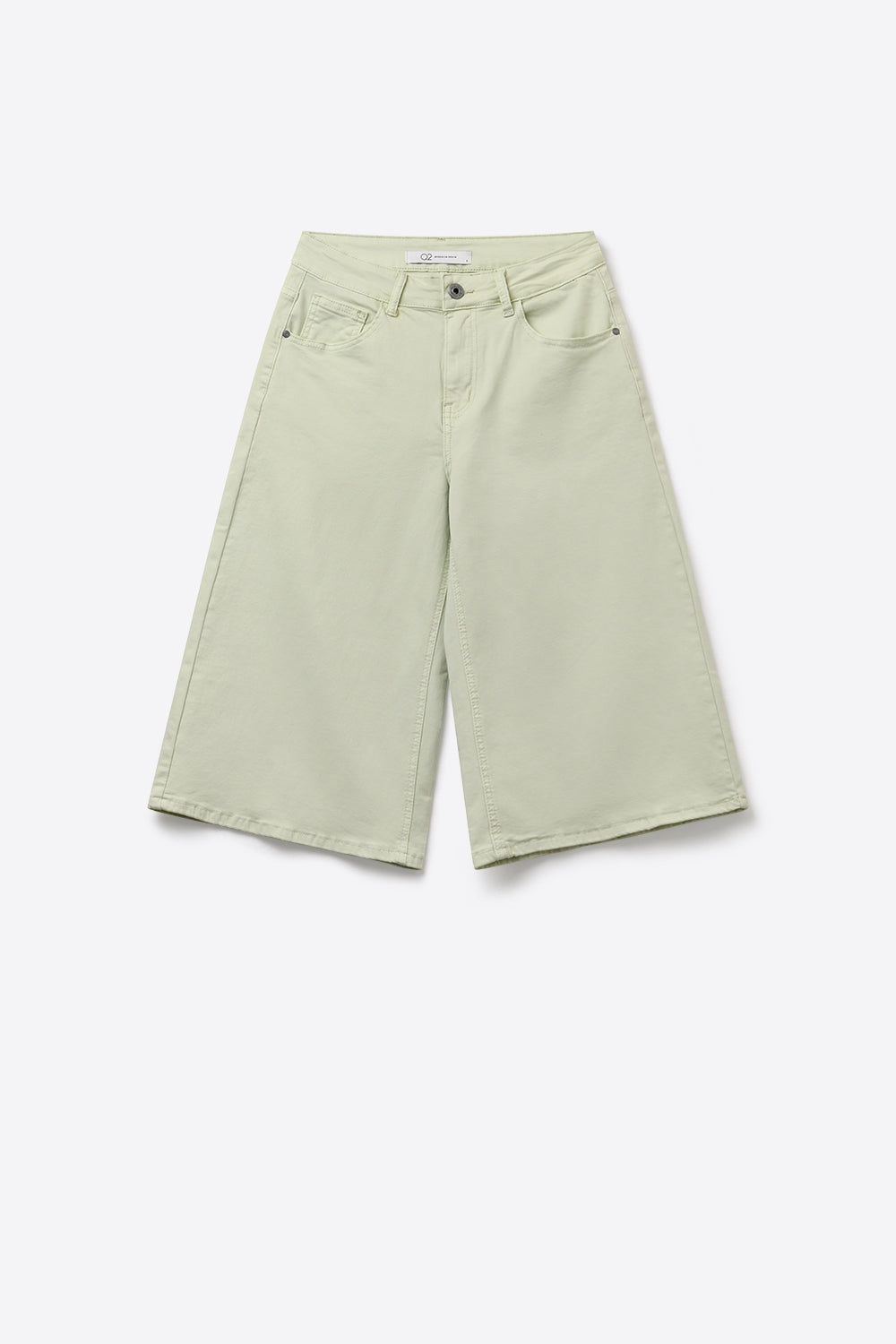 Bermuda in denim elasticizzato verde menta