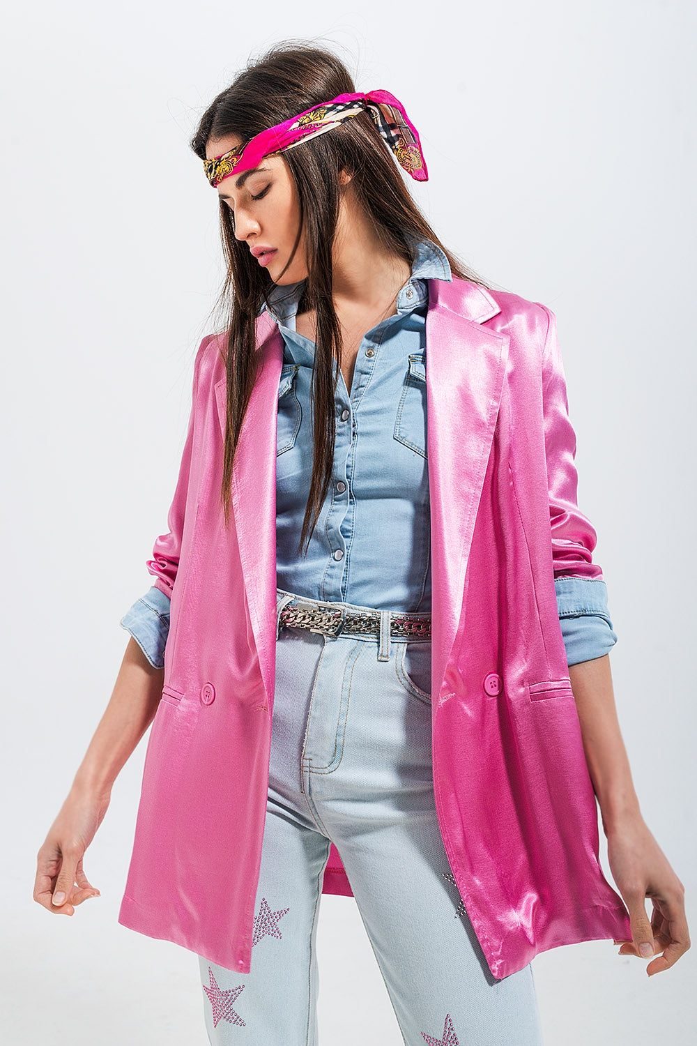 Blazer di raso color rosa