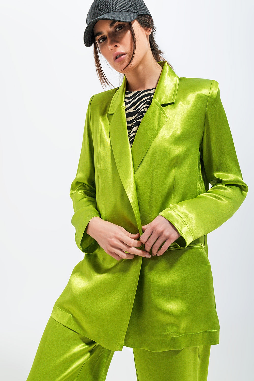 Blazer di raso color verde