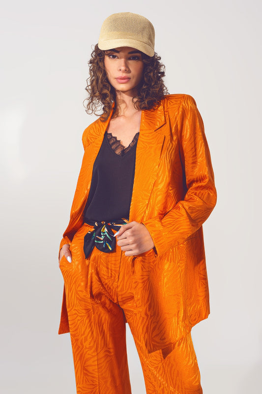 Q2 Blazer oversize con stampa zebrata in arancione