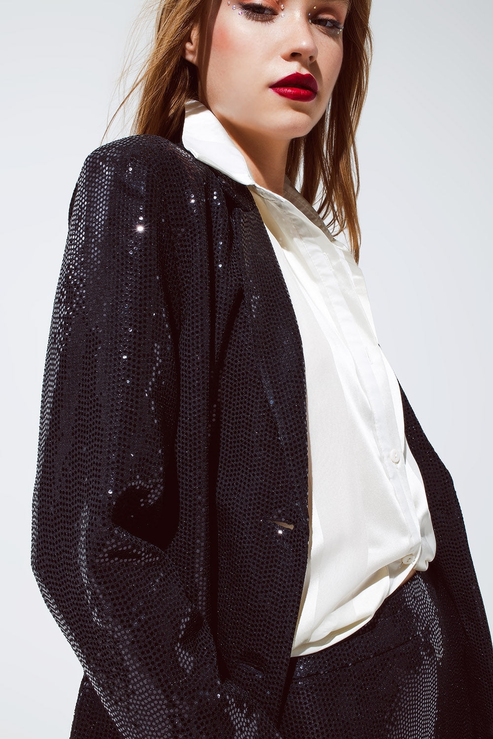 Blazer Party Relaxed con paillettes in nero