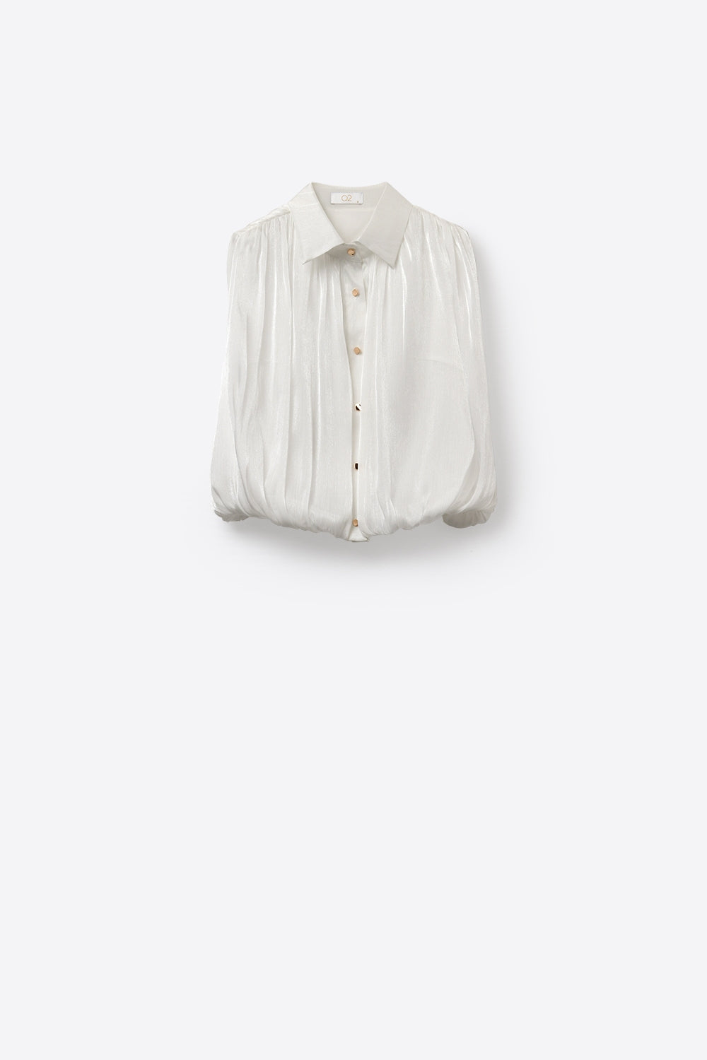 Blusa Bianca Senza Maniche con Orlo Arricciato e Bottoni Dorati