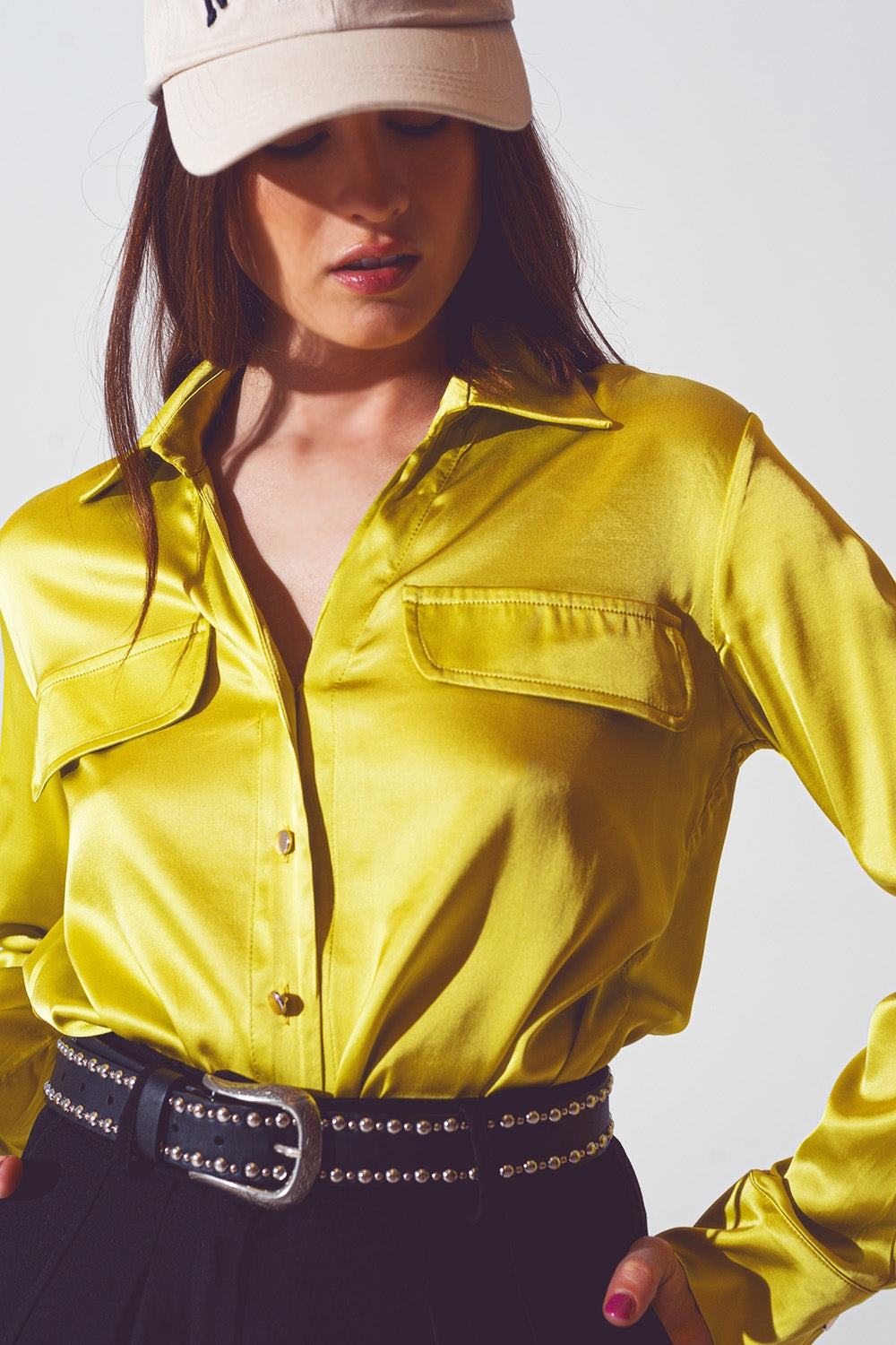 blusa in raso verde lime