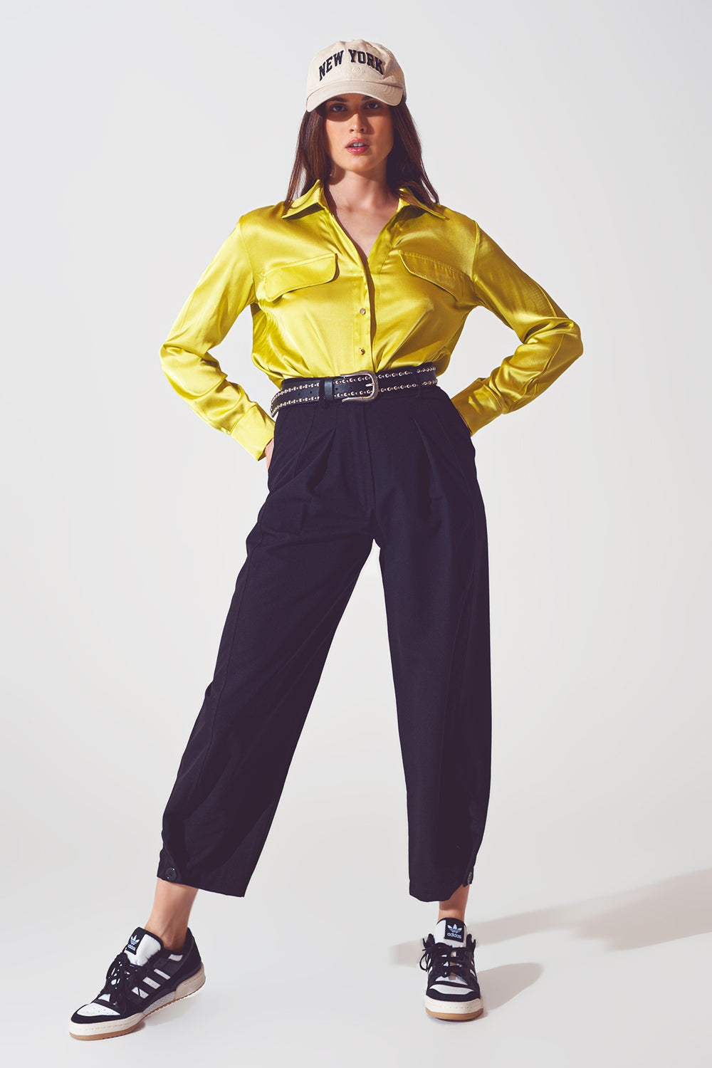 blusa in raso verde lime