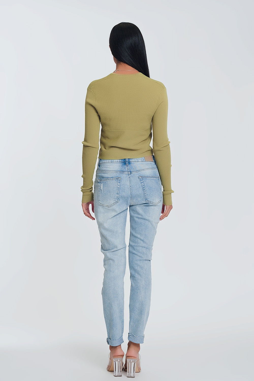 Boyfriend jeans azzurri con strappi