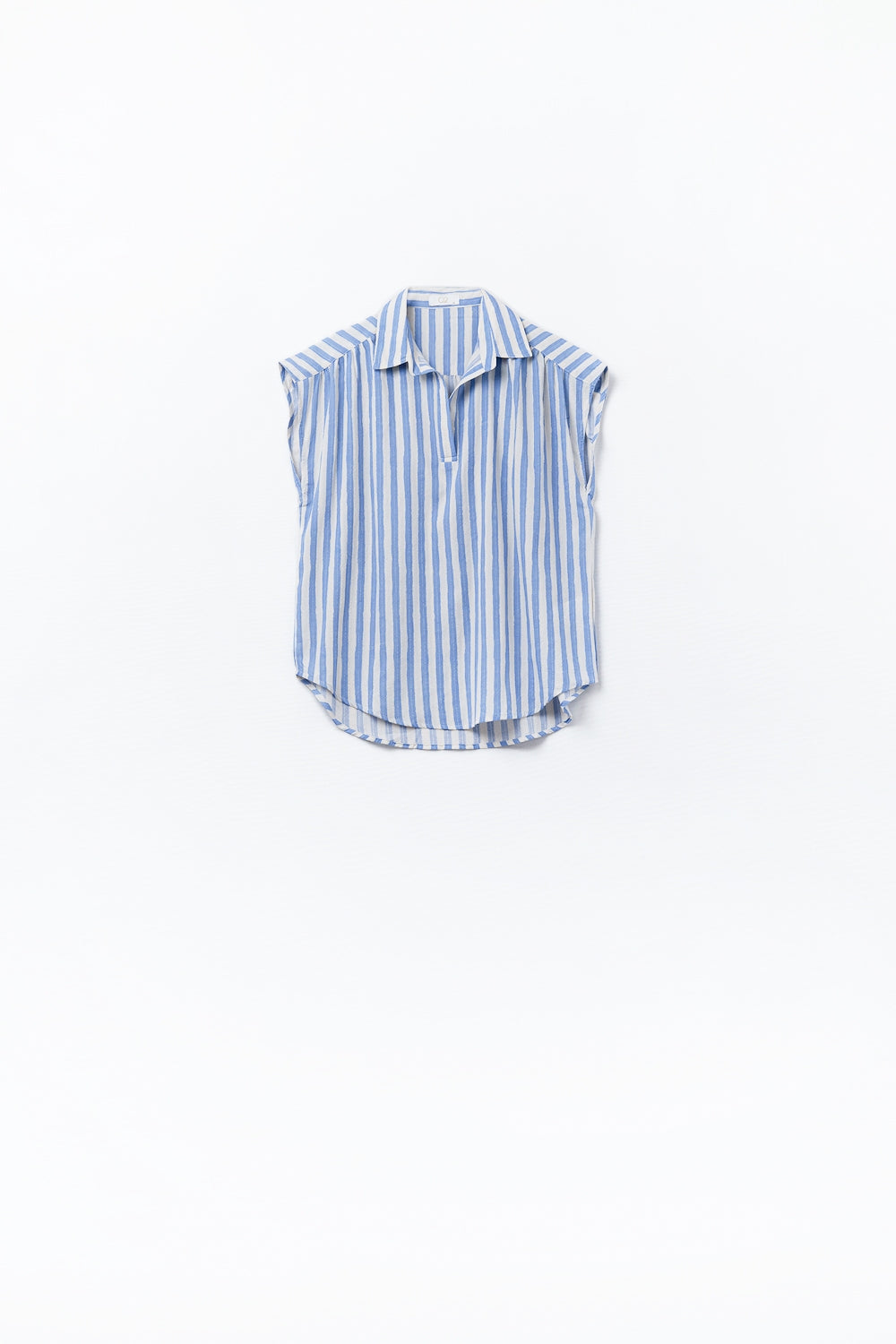 Camicetta a righe con maniche scese in blu