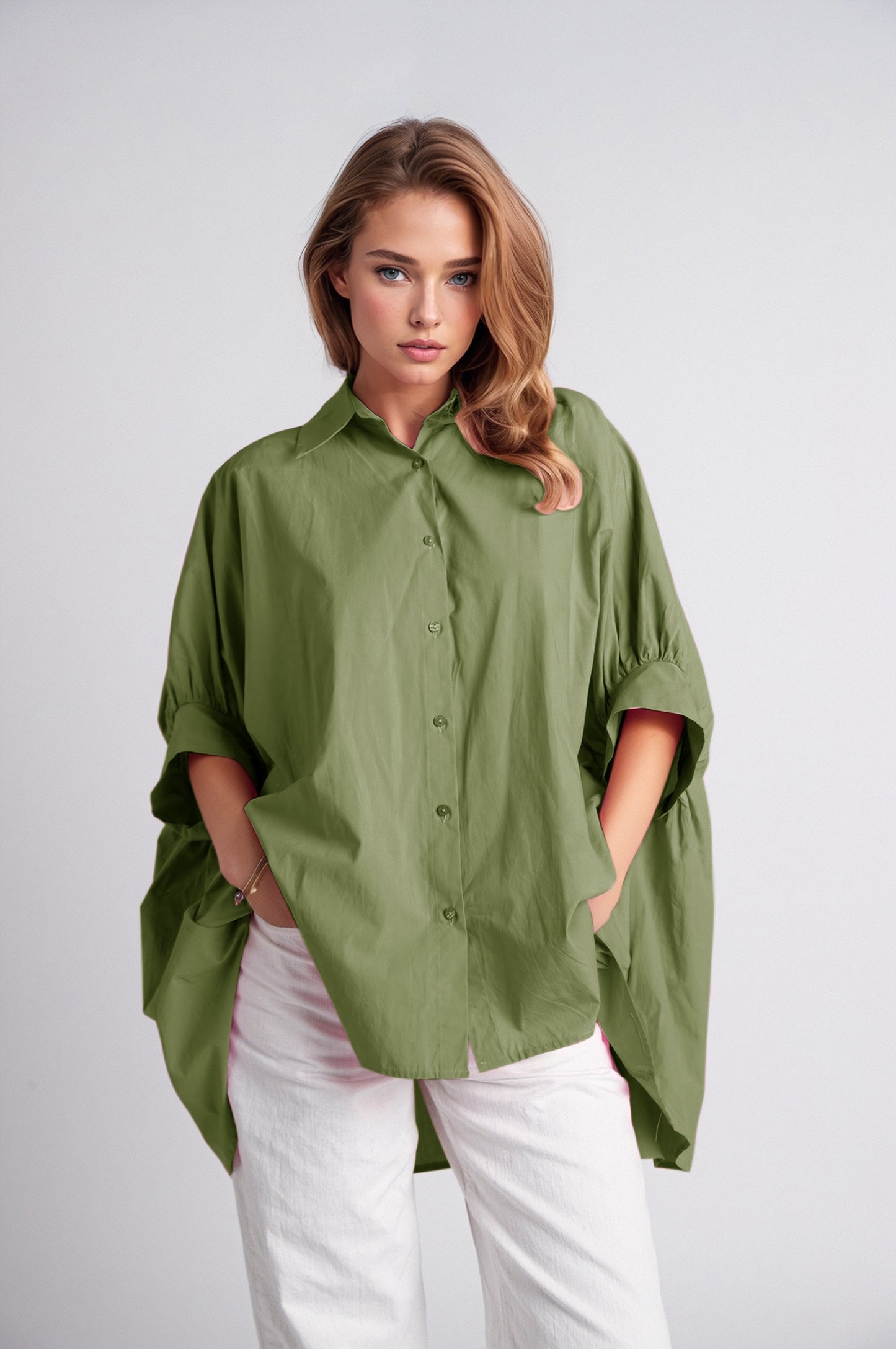 Camicetta oversize verde a maniche corte