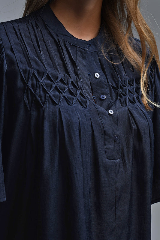 Camicetta rilassata in stile boho della Marina con dettagli ricamati