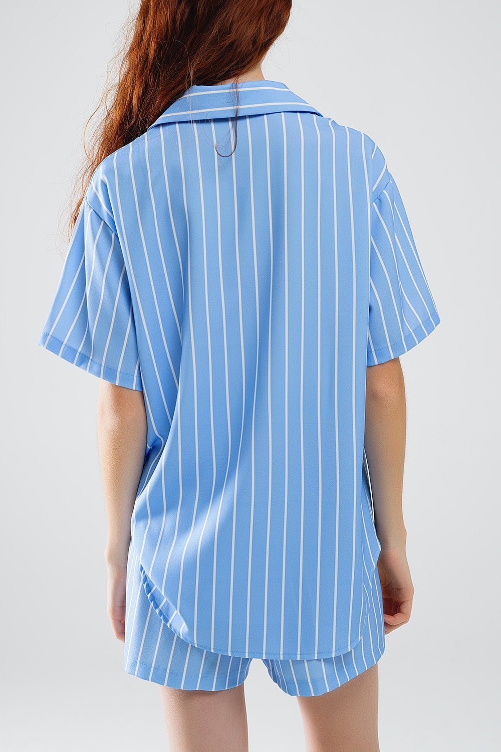 Camicia a maniche corte a righe blu