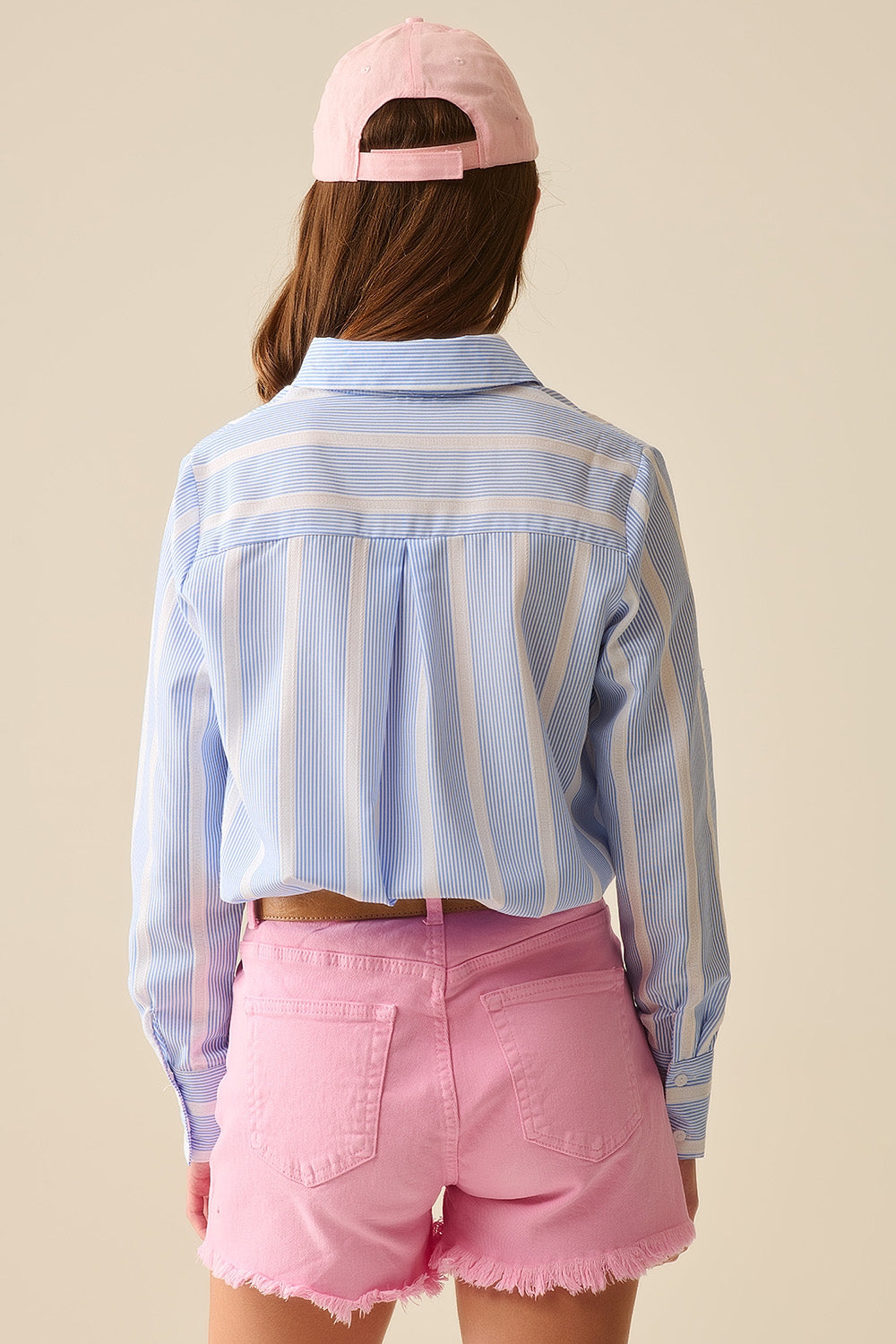 Camicia a righe in morbido tessuto blu e bianco