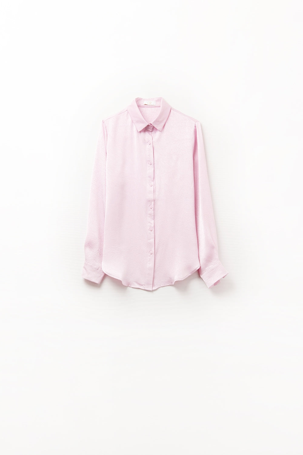 Q2 Camicia abbottonata rosa baby in raso