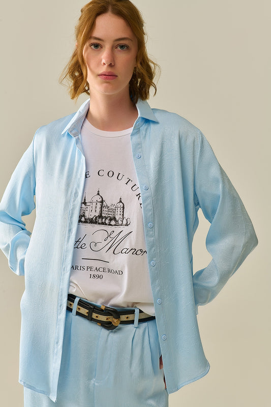 Q2 Camicia Azzurro Baby con Bottoni in raso