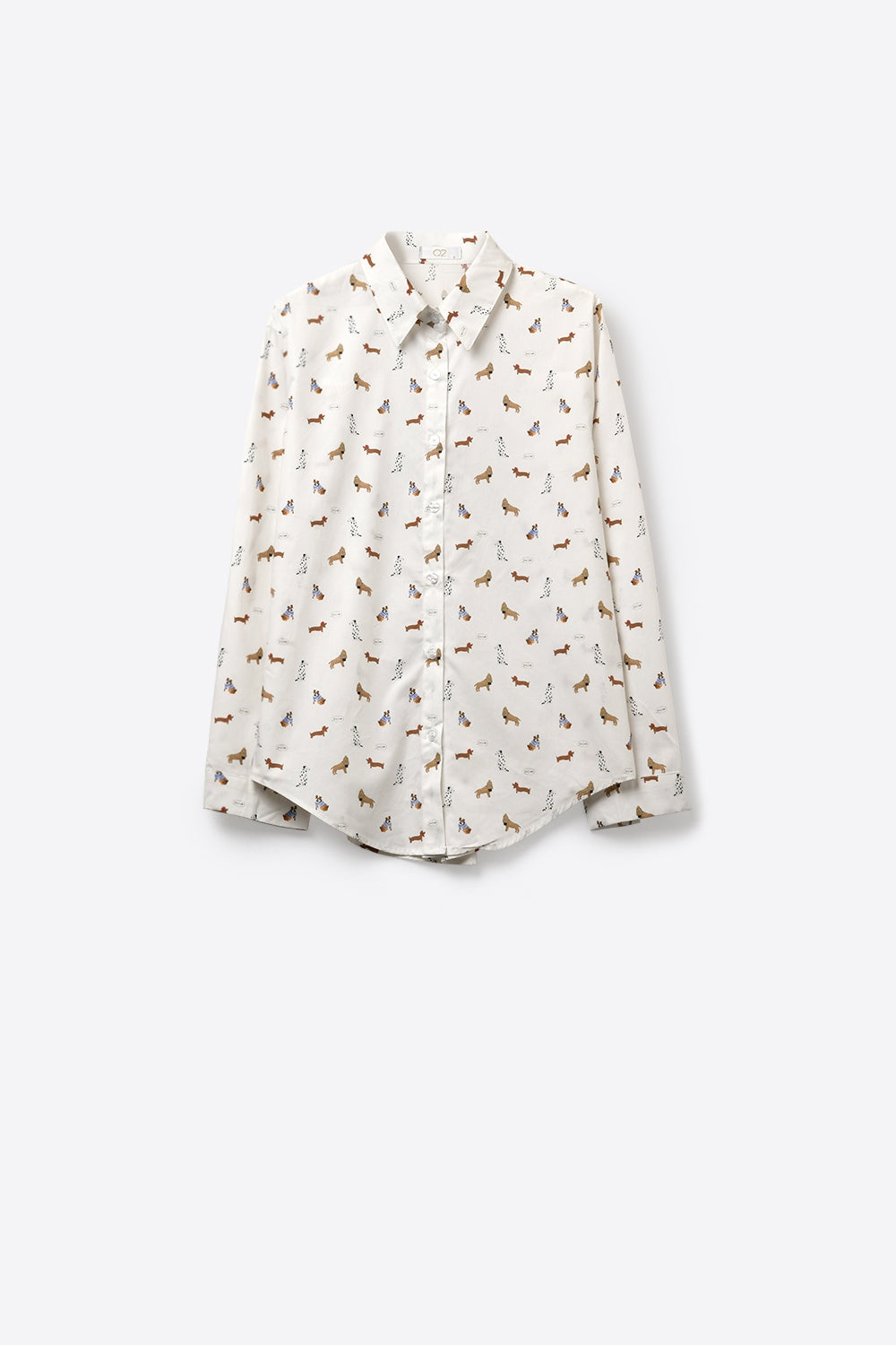Camicia bianca button-up con stampa di cani