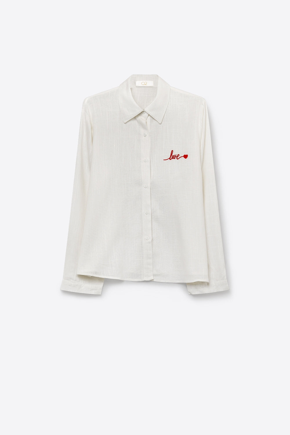 Camicia Bianca con Ricamo "Amore" in Rosso