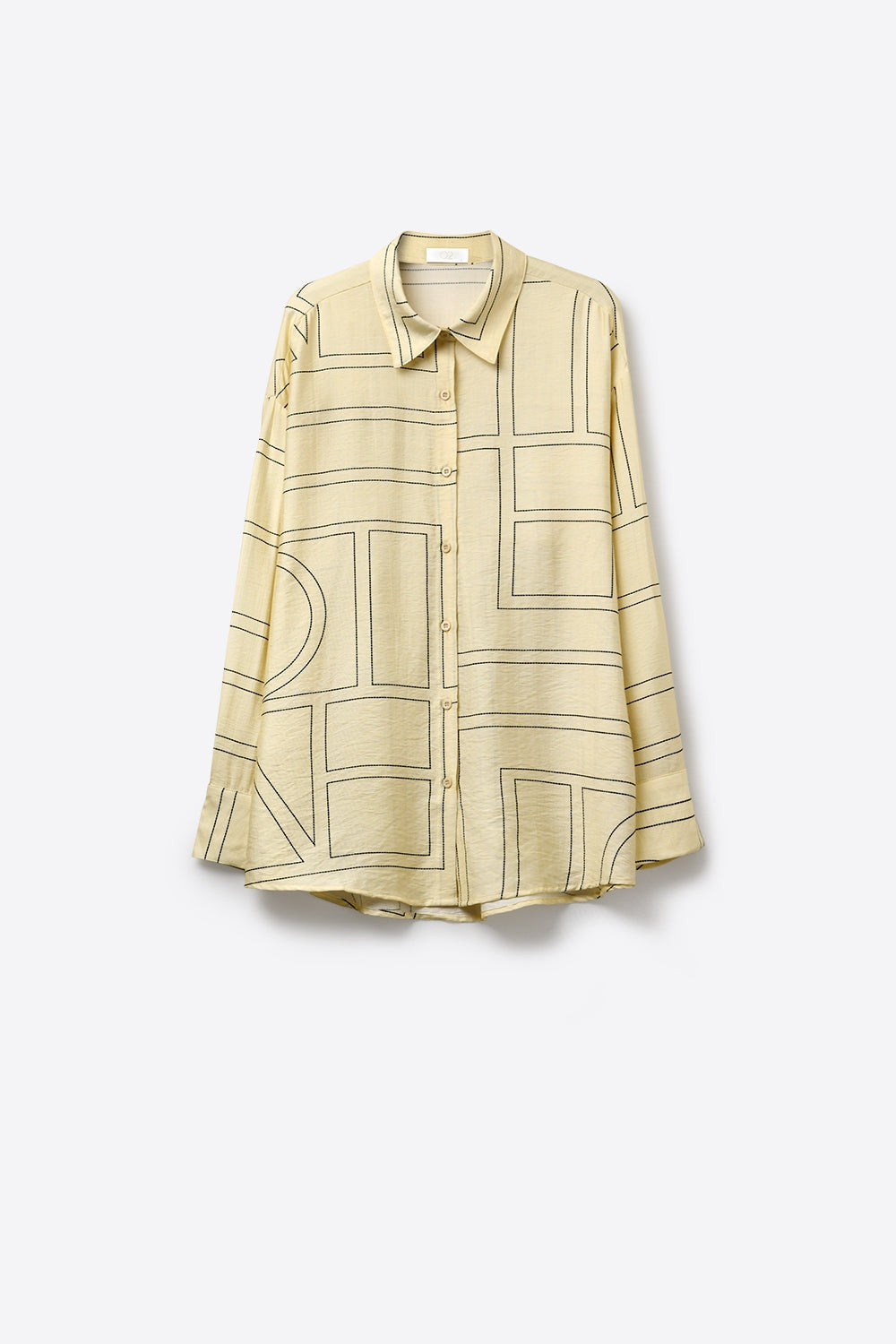 Camicia button-down beige con motivo geometrico