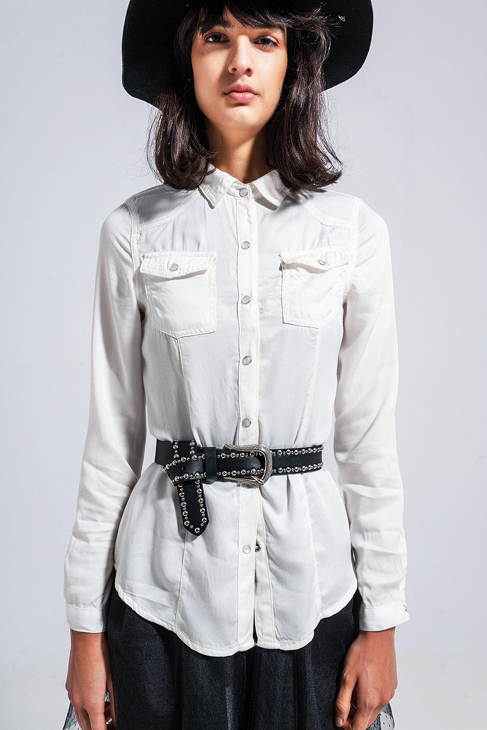 Camicia di jeans slim bianco