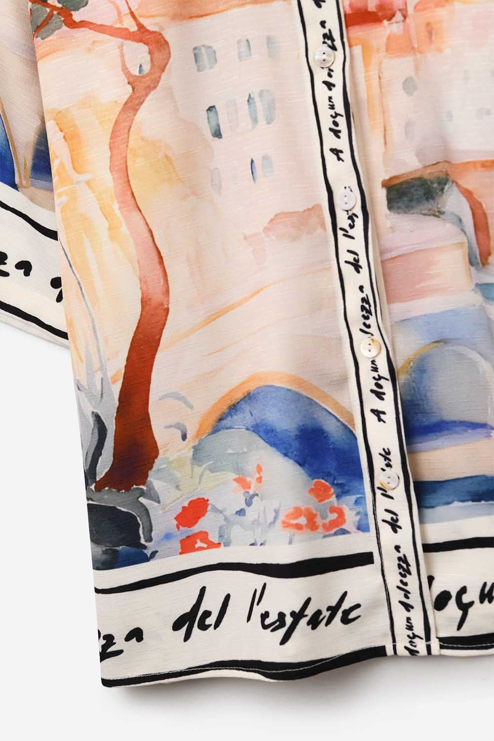 camicia estiva rosa con stampa acquerello