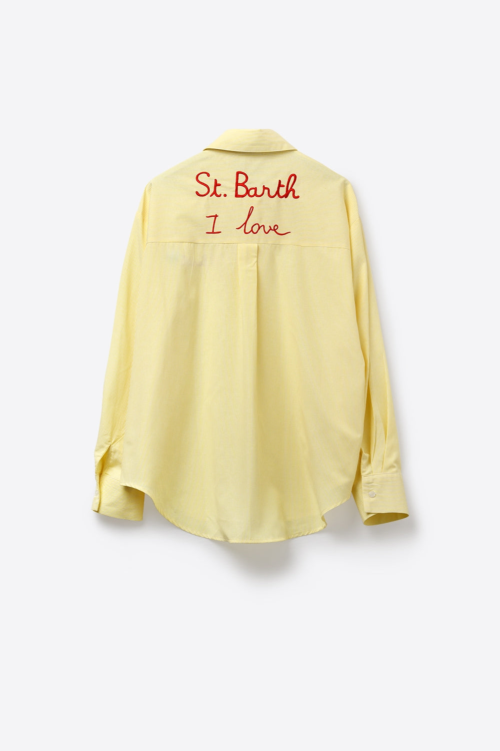 Camicia gialla a righe con ricamo St Barth